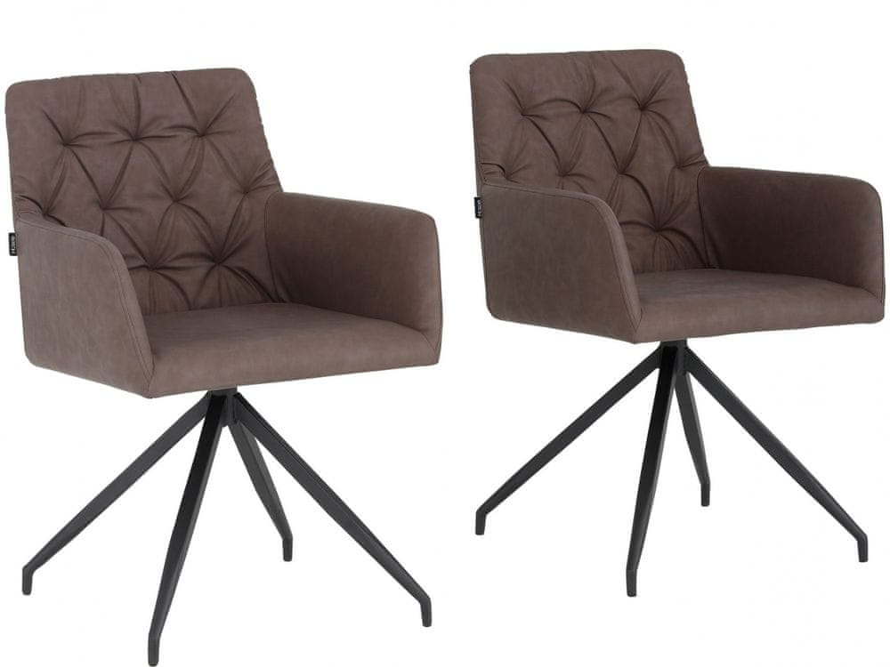 Danish Style Jedálenská stolička Aashay (SADA 2 ks), syntetická koža, hnedá